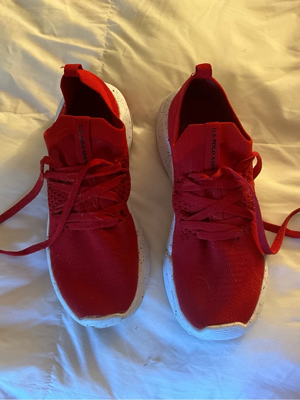 U.S. Polo Assn. Red Knit Lace-Up Sneakers with White Speckled Soles